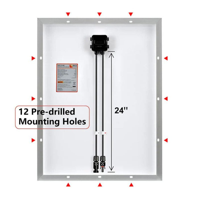 Rich Solar Mega 50W Polycrystalline Solar Panel Mounting Holes