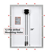 Rich Solar Mega 50W Solar Panel  Pre-Drilled Mounting Holes