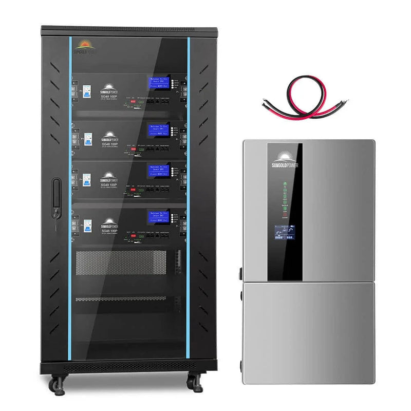SunGold Power Hybrid Solar Kit 11.4KW 48V Split Phase 20.48KWH Lithium Battery 16 X 440 Watt Solar Panel SGH-11N2E