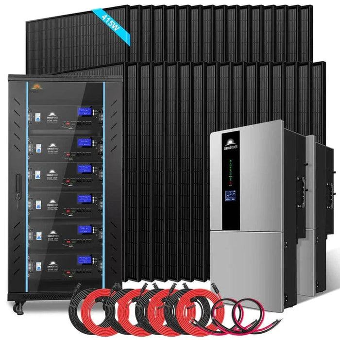 SunGold Power Hybrid Solar Kit 7.6KW 48V Split Phase 15.36KWH Lithium Battery 12 X 500 Watt Solar Panel SGH-7.6N3E