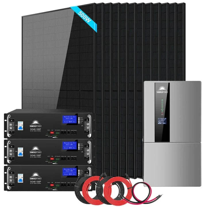 SunGold Power Hybrid Solar Kit 7.6KW 48V Split Phase 15.36KWH Lithium Battery Solar Kit