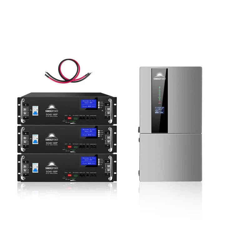 SunGold Power 7.6KW 48V Split Phase Hybrid Solar Inverter 100AH 51.2V Lifepo4 Battery