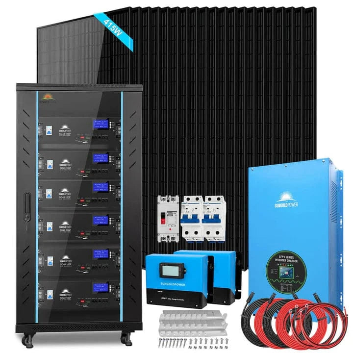 SunGold Power Off-grid Solar Kit 18000W 48VDC 120V/240V LifePo4 20.48KWH Lithium Battery 20 X 415 Watts Solar Panels