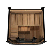 SaunaLife CL3G Cube Sauna interior upper view featuring the seats and floor