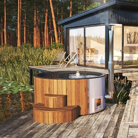 S4N wood fire hot tub outside