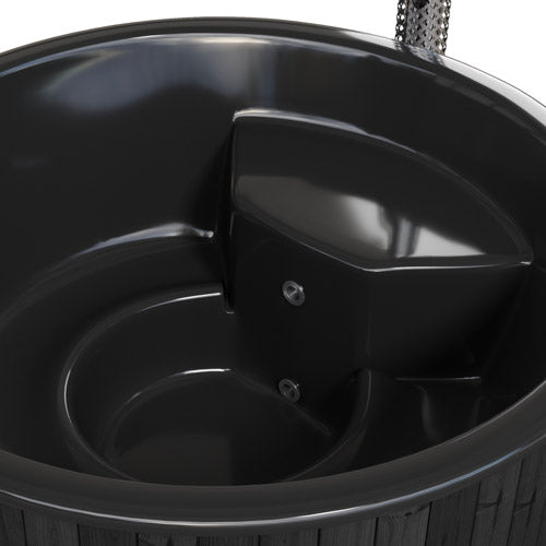 SaunaLife Model S6B Soak-Series Home Wood-Burning Hot Tub, Black | 7 Persons