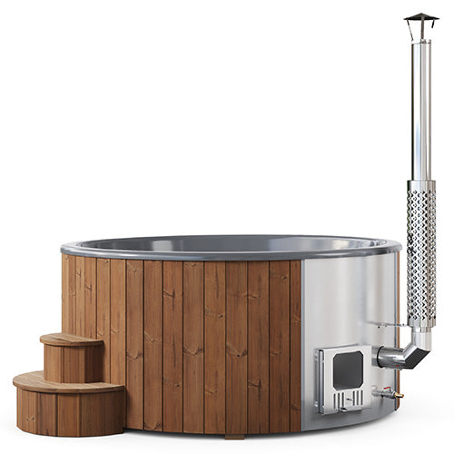 SaunaLife Model S6N Soak-Series Home Wood-Burning Hot Tub, Natural | 7 Person