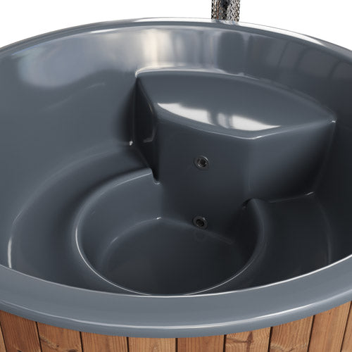 SaunaLife Model S6N Soak-Series Home Wood-Burning Hot Tub, Natural | 7 Person