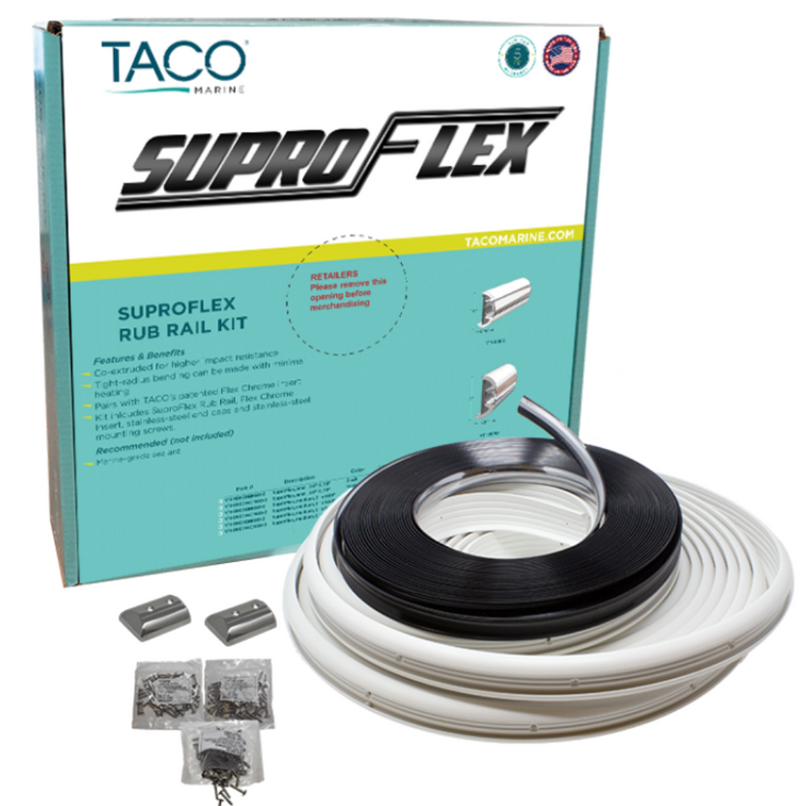 TACO SuproFlex Rub Rail Kit w/Flex Vinyl Overlay Insert - 1-5/8"H x 7/8"W x 60'L - Black w/Black Insert [V11-9991BBK60-2]
