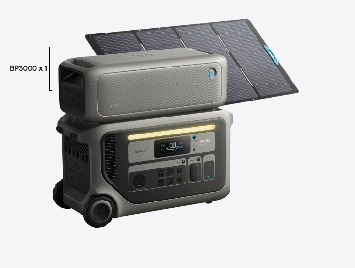 Anker SOLIX F3000 Portable Power Station (3600W | 3072Wh) + Expansion Battery (3072Wh) + 400W Portable Solar Panel