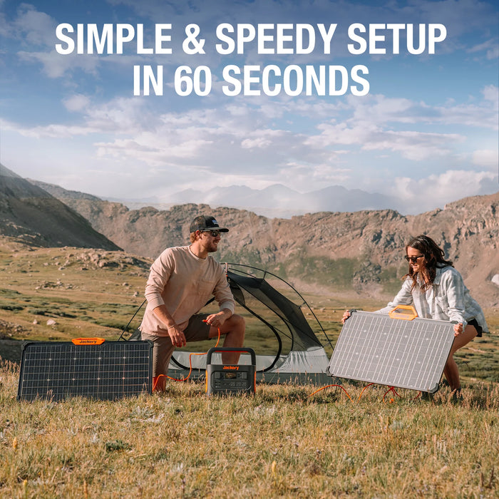 SolarSaga 80W Solar Panels are simple and can be set up in 60 seconds.