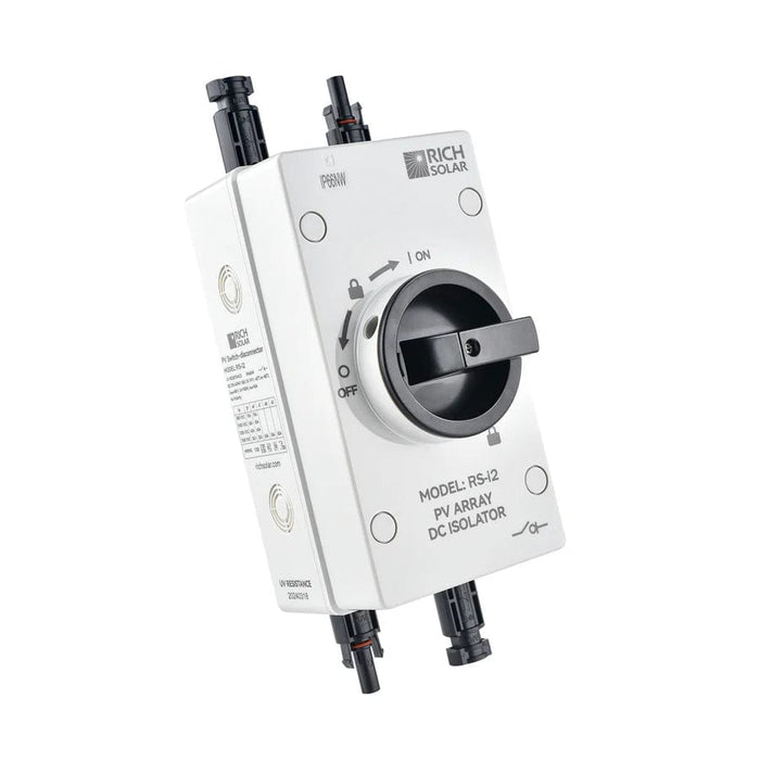 Rich Solar PV DC Quick Disconnect Switch | Solar Array DC Quick Disconnect Switch | 1500 Volt 32 Amp | 2 Pole 1 String | Easy to Install