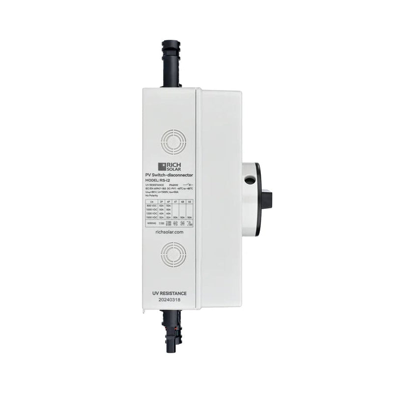 Rich Solar PV DC Quick Disconnect Switch | Solar Array DC Quick Disconnect Switch | 1500 Volt 32 Amp | 2 Pole 1 String | Easy to Install