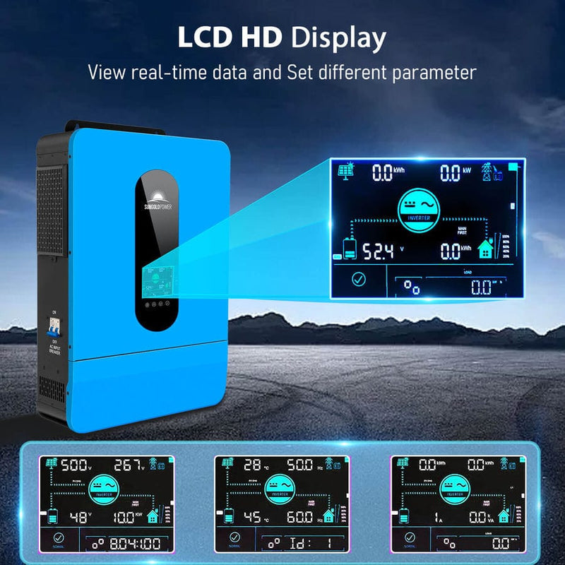Solar Inverter LCD HD Display View Real-time Data and Parameter Set-up