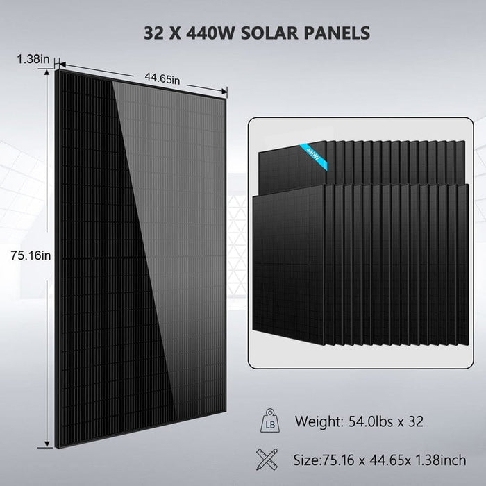 SunGold Power 440W Solar Panels with weight, size, and dimensions