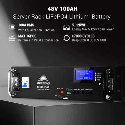SunGold Power 48V 100AH Server Rack LiFePO4 Lithium Battery details and features