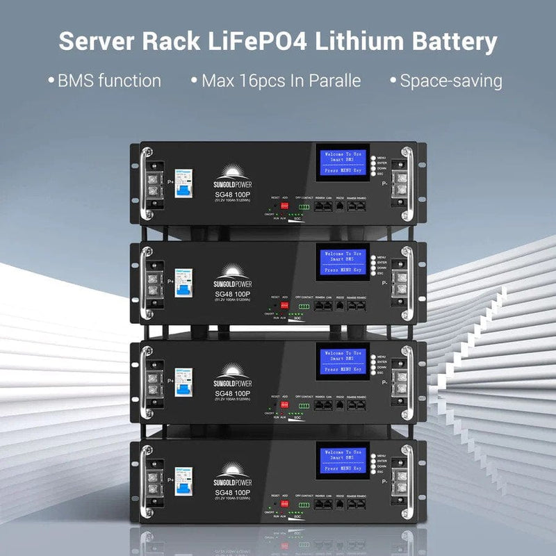 SunGold Power Server Rack LiFePO4 High Capacity Energy Storage 4 pcs