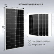 SunGold Power Solar Panels Size 4x 200W