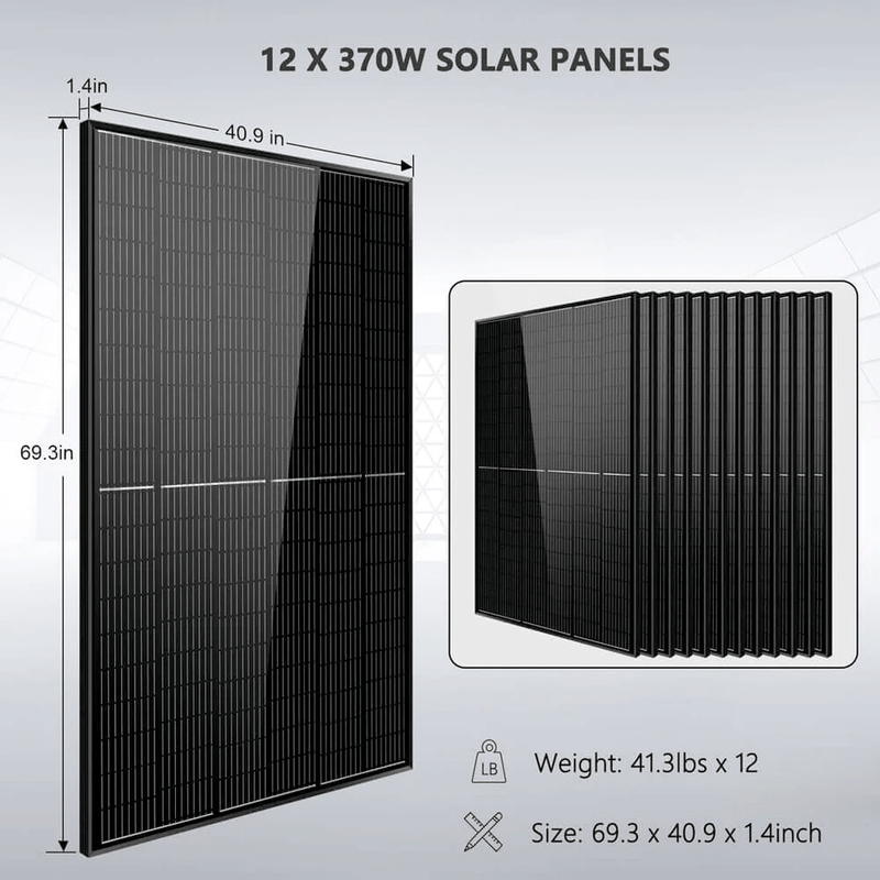 SunGold Power Solar Panel Dimensions 12 pcs x 370W Solar Panels