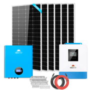 Solar power system featuring panels, inverter, and installation components