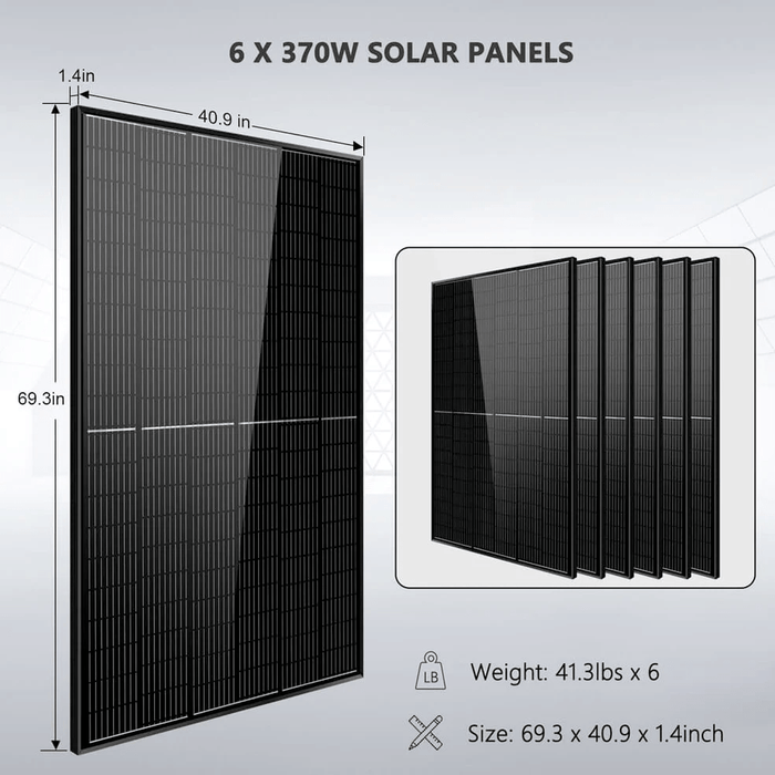 SunGold Power 6 pcs 370W Solar Panels dimensions 