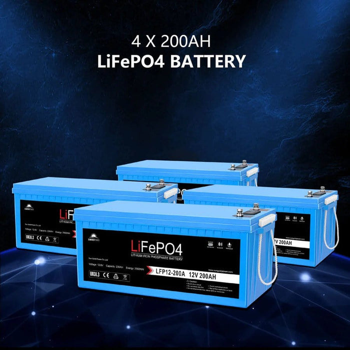 SunGold Power Solar LifePO4 Batteries 4x 200AH