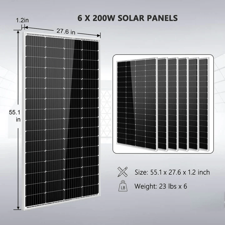 6 X 200W Solar Panels Dimensions