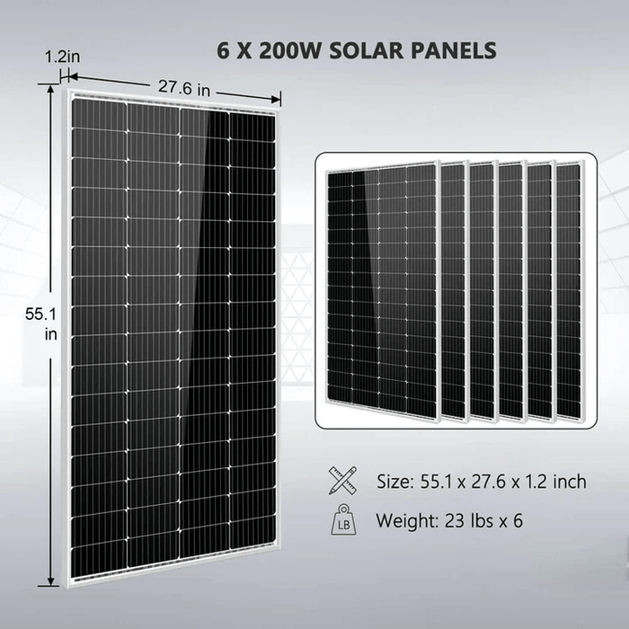 6 X 200W Solar Panels Dimensions