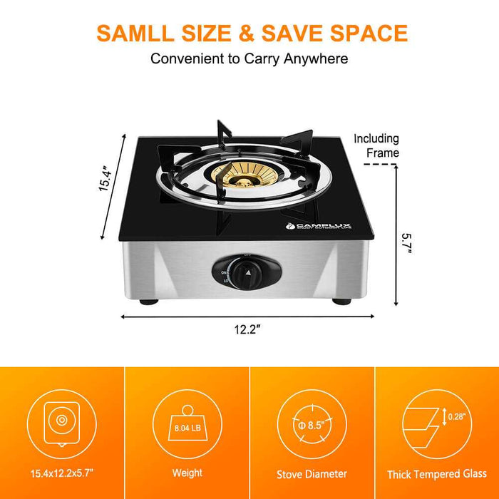 Camplux 9,500 BTU Propane Single Burner Camp Stoves with Auto Ignition