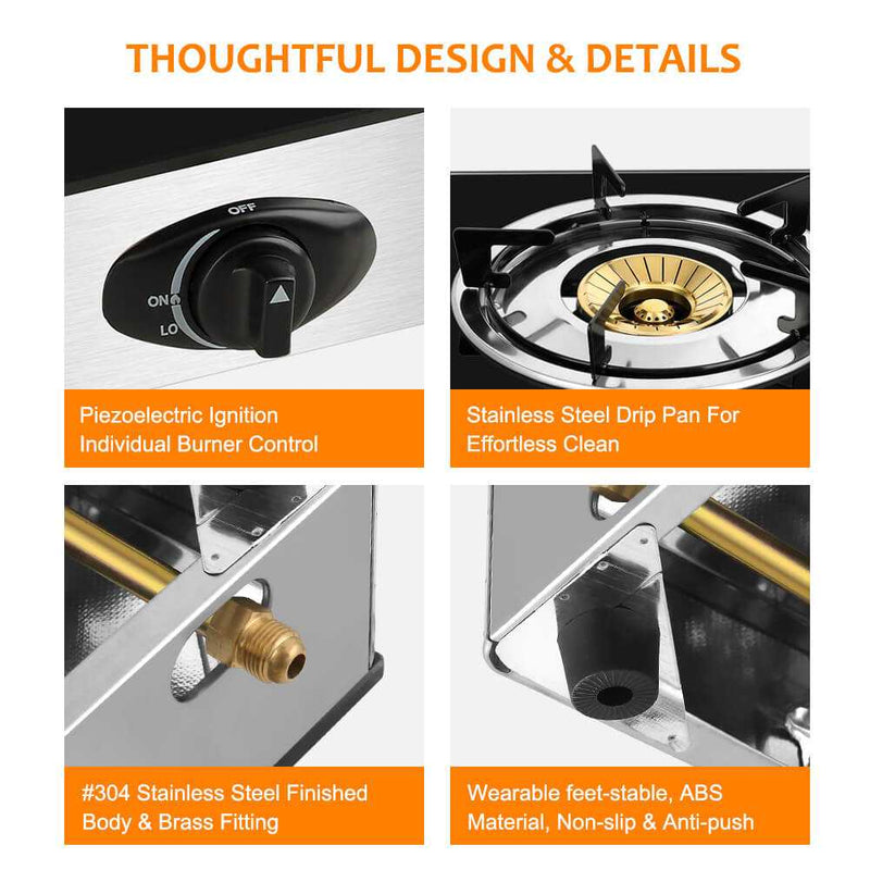 Camplux 9,500 BTU Propane Single Burner Camp Stoves with Auto Ignition