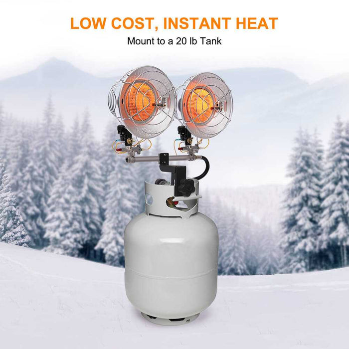 Camplux Propane Tank Top Heater, Camplux Outdoor Tanktop Heater with Tip-Over Switch for Garage, Camping, Hunting, Double Burner Heavy Duty Steel 30,000 BTU