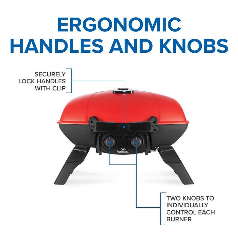 Napoleon TravelQ 285 Portable Propane Gas Grill with Griddle- Red