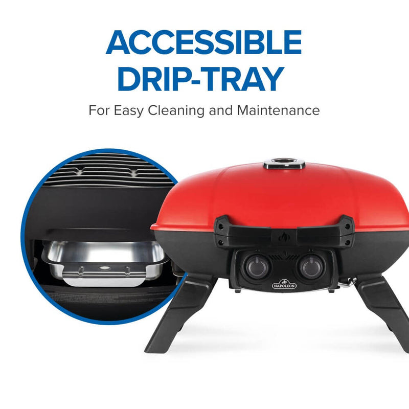 Napoleon TravelQ 285 Portable Propane Gas Grill with Griddle- Red