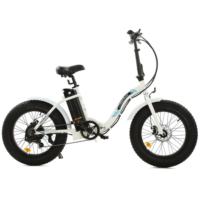 Ecotric Dolphin Fat Tire Portable and Folding Electric Bike - White | UL Certified