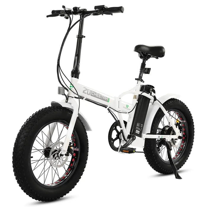 Ecotric 20" Fat Tire Portable and Folding Electric Bike - White and Blue | UL Certified