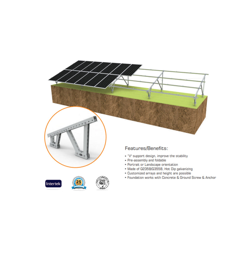 Chiko USA GroundFlex U2V Solar Panel Ground Mount Kit | 30 Solar Panels