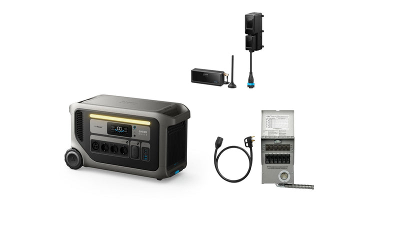Anker SOLIX F3000 Portable Power Station Solar Generator (3600W | 3072Wh) + Transfer Switch + Power Saver Kit