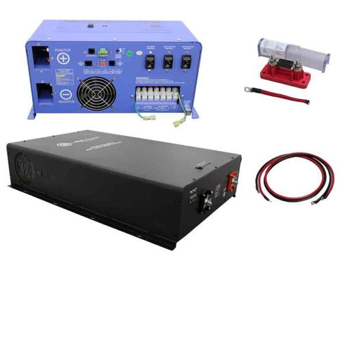 Aims Power 6000 Watt Pure Sine Inverter Charger & 24V Lithium Battery Off Grid/Back Up Kit View