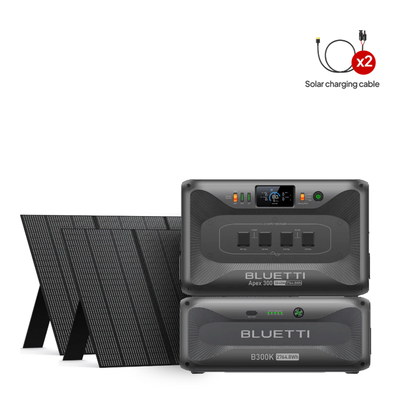 Bluetti Apex 300 Versatile Solar Generator Power Station (3,840W | 2,764.8Wh) +B300K Expansion Battery (2764.8Wh) + 2x 350W Solar Panel