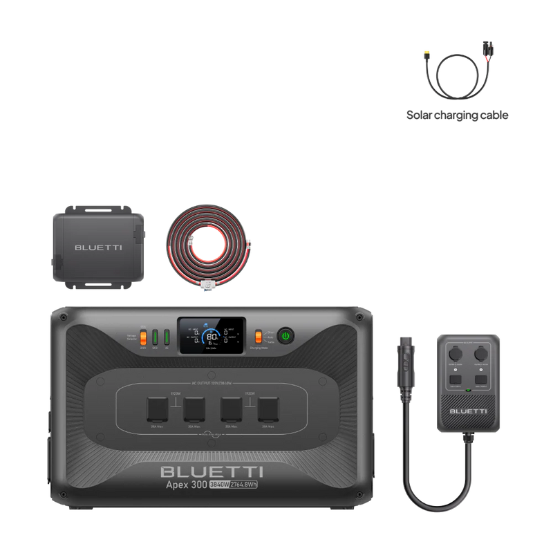 Bluetti Apex 300 Versatile Solar Generator Power Station (3,840W | 2,764.8Wh) + Charger 1 + Hub D1