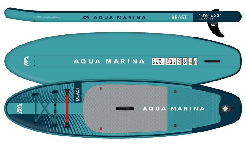 Aqua Marina BEAST ADVANCED ALL-AROUND SERIES Size: 10'6" Inflatable Paddle Board
