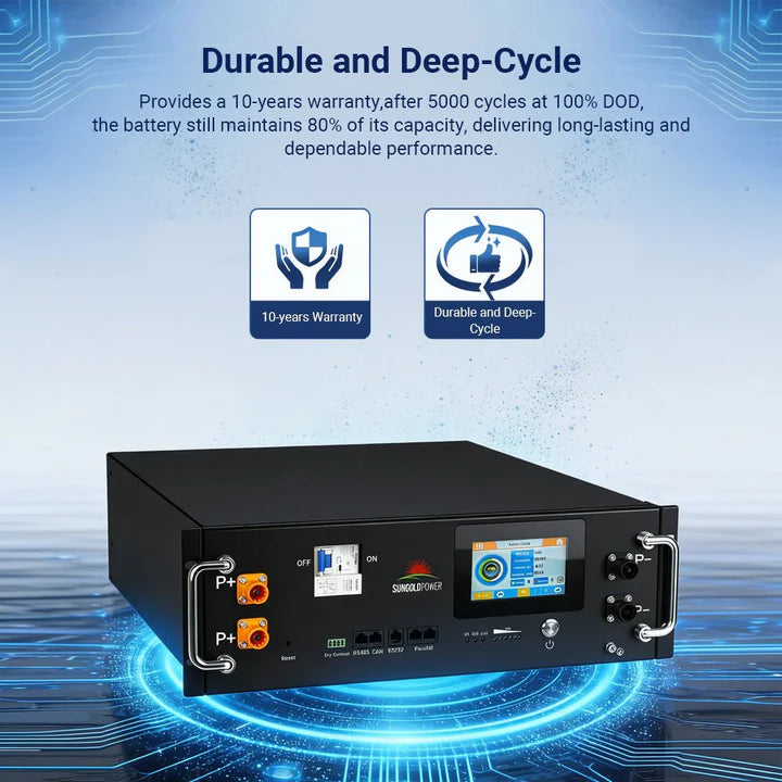 SunGold Power CoreX 5 Pro Server Rack 48V 100AH Residential Energy Storage Battery Pack Wi‑Fi & Bluetooth