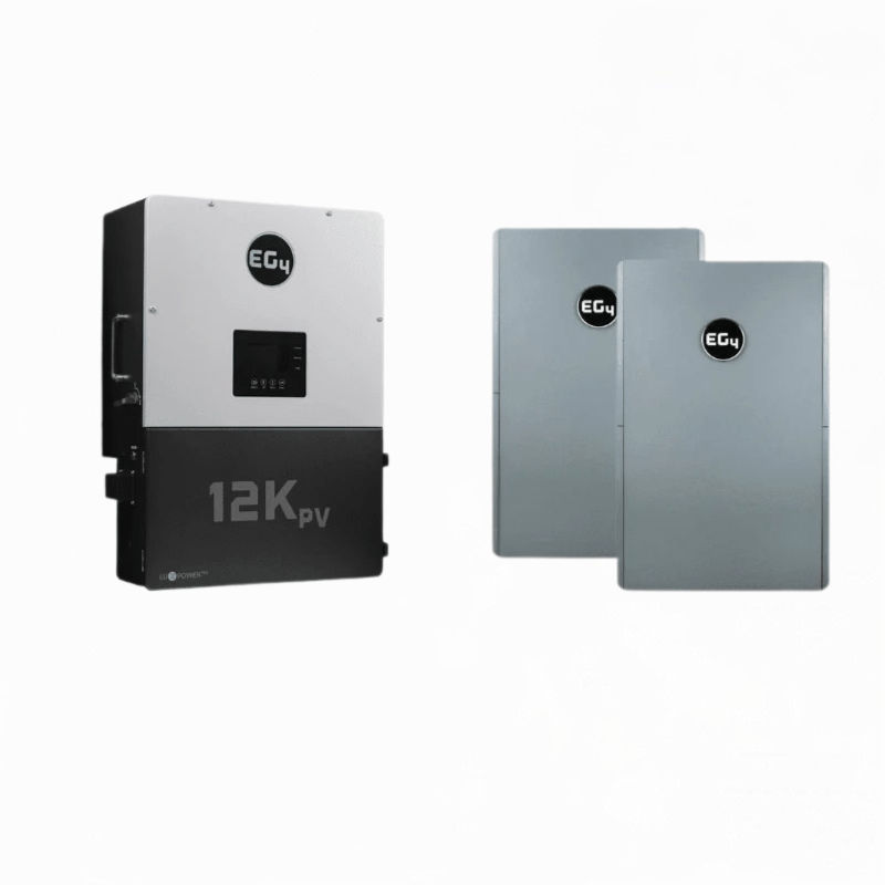 EG4 Hybrid Power Kit | 8kW 120/240V Output 48VDC - 28.6kWh System Bundle | EG4 12kPV Hybrid Inverter + 2 x EG4 PowerPro Wallmount Outdoor Battery