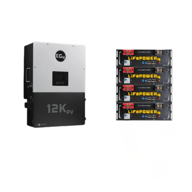 EG4 Hybrid Power Kit | 8kW 120/240V Output 48VDC - 20.48kWh System Bundle | EG4 12kPV Hybrid Inverter + 4 x EG4 LifePower4 V2 Lithium Server Rack Battery