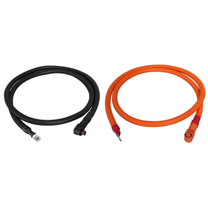 RUiXU "1/0 AWG cables - 3/8"" Lug + 90 degree angle pluggable connector | Orange+ Black,  140cm / 200cm "