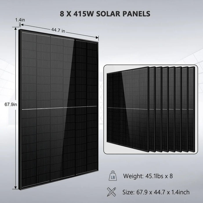SunGold Power Off-grid Solar Kit 8000W 48VDC 120V/240V LifePo4 10.24KWH Lithium Battery 8 X 415 Watts Solar Panels