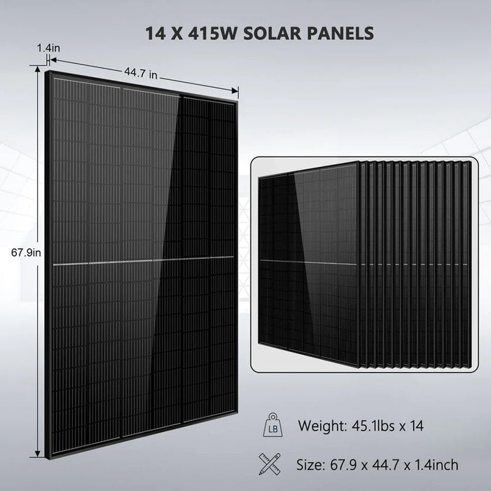 SunGold Power Off-grid Solar Kit 13000W 48VDC 120V/240V LifePo4 20.48KWH Lithium Battery 14 X 415 Watts Solar Panels