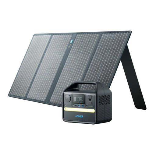 Anker PowerHouse 555 Power Station Solar Generator + 100W Solar Panel Front View