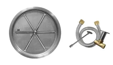 Firegear Stainless Steel Round Drop-In Pan Gas Fire Pit Burner Kit with Match Throw Ignition System