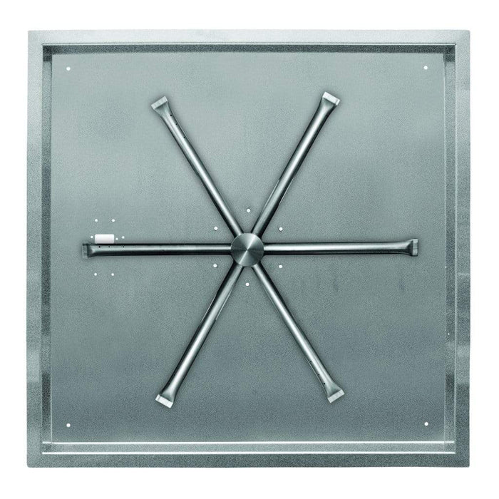 Firegear Stainless Steel Square Drop-In Pan Natural Gas Fire Pit Burner Kit with Match Throw Ignition System